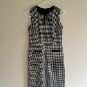 TALBOTs Petite Elegant Black and White Houndstooth Dress